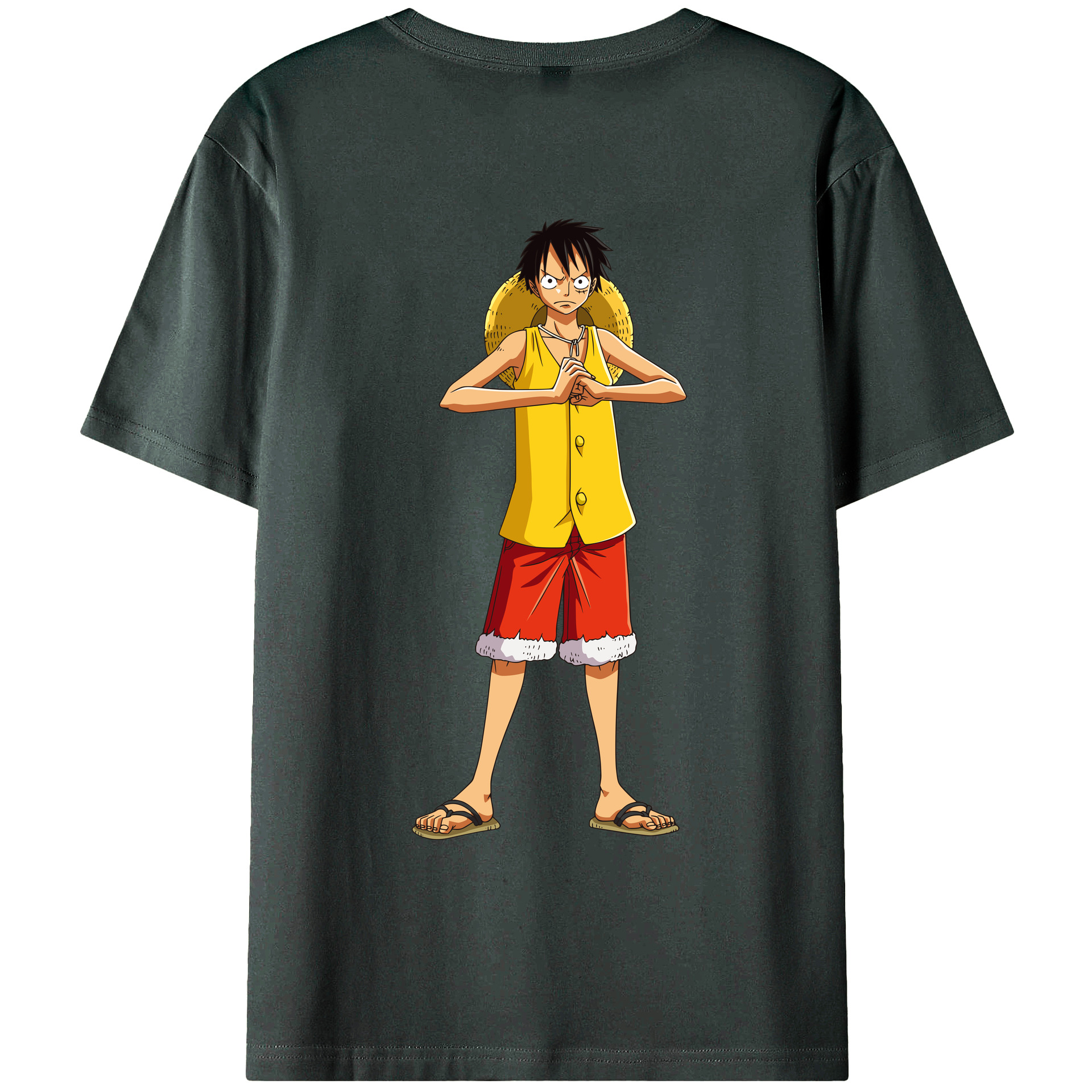 ワンピース モンキー・D・ルフィ ONE PIECE Monkey D. Luffy 綿100％ メンズ半袖Tシャツ（バックプリント） 通気性